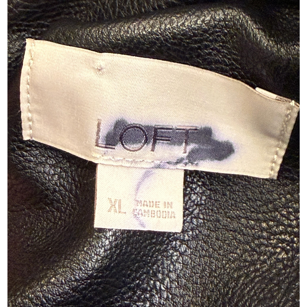NEW ANN TAYLOR LOFT BLACK PEBBLED FAUX LEATHER MOTO JACKET COAT SZ XL - Picture 5 of 7